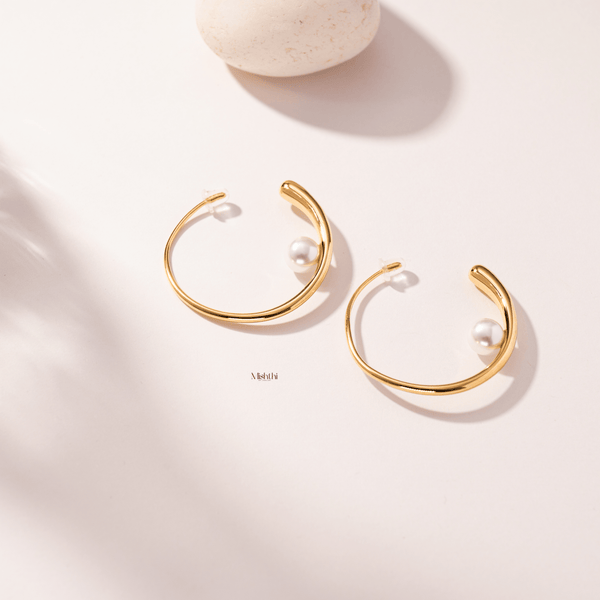 Aqua Pearl Hoops