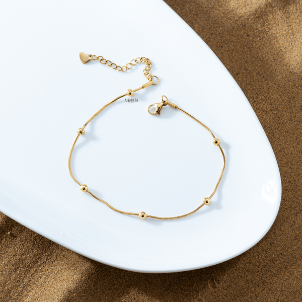 Gold Bead Chain Ankle