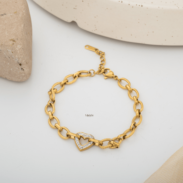 Heart Linked Chain Bracelet