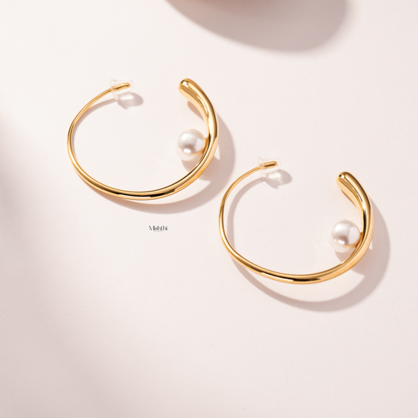 Aqua Pearl Hoops