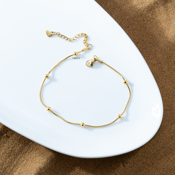 Gold Bead Chain Ankle