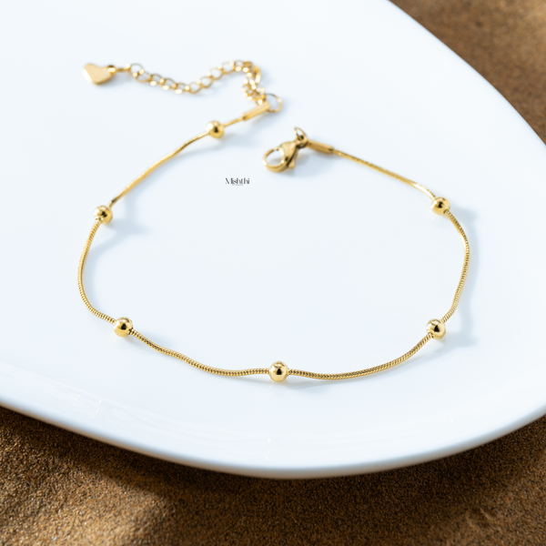 Gold Bead Chain Ankle