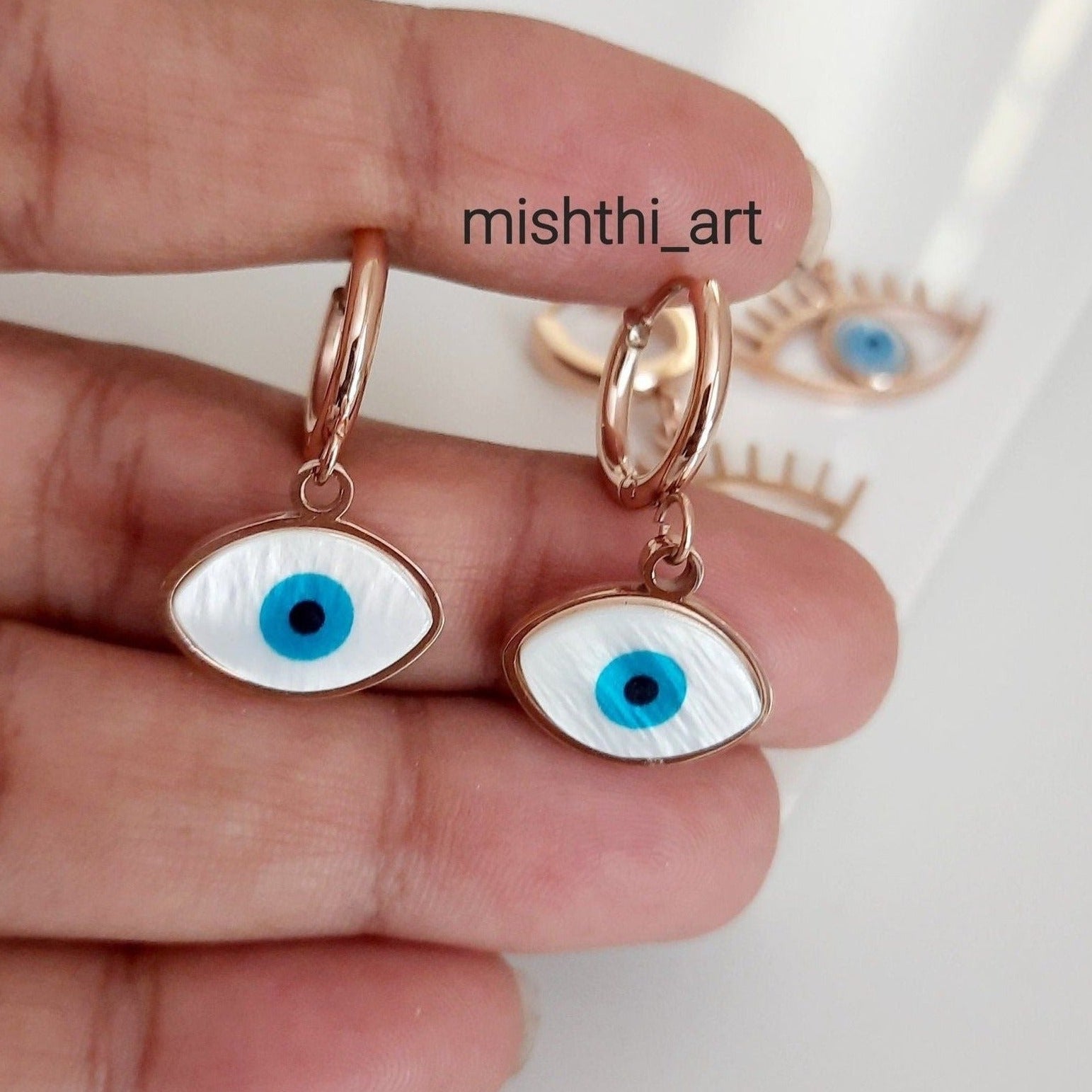 Blue Evileye Hoops