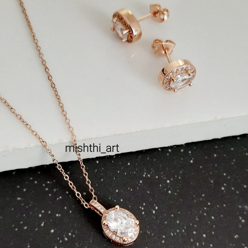 White Oval Pendant Set