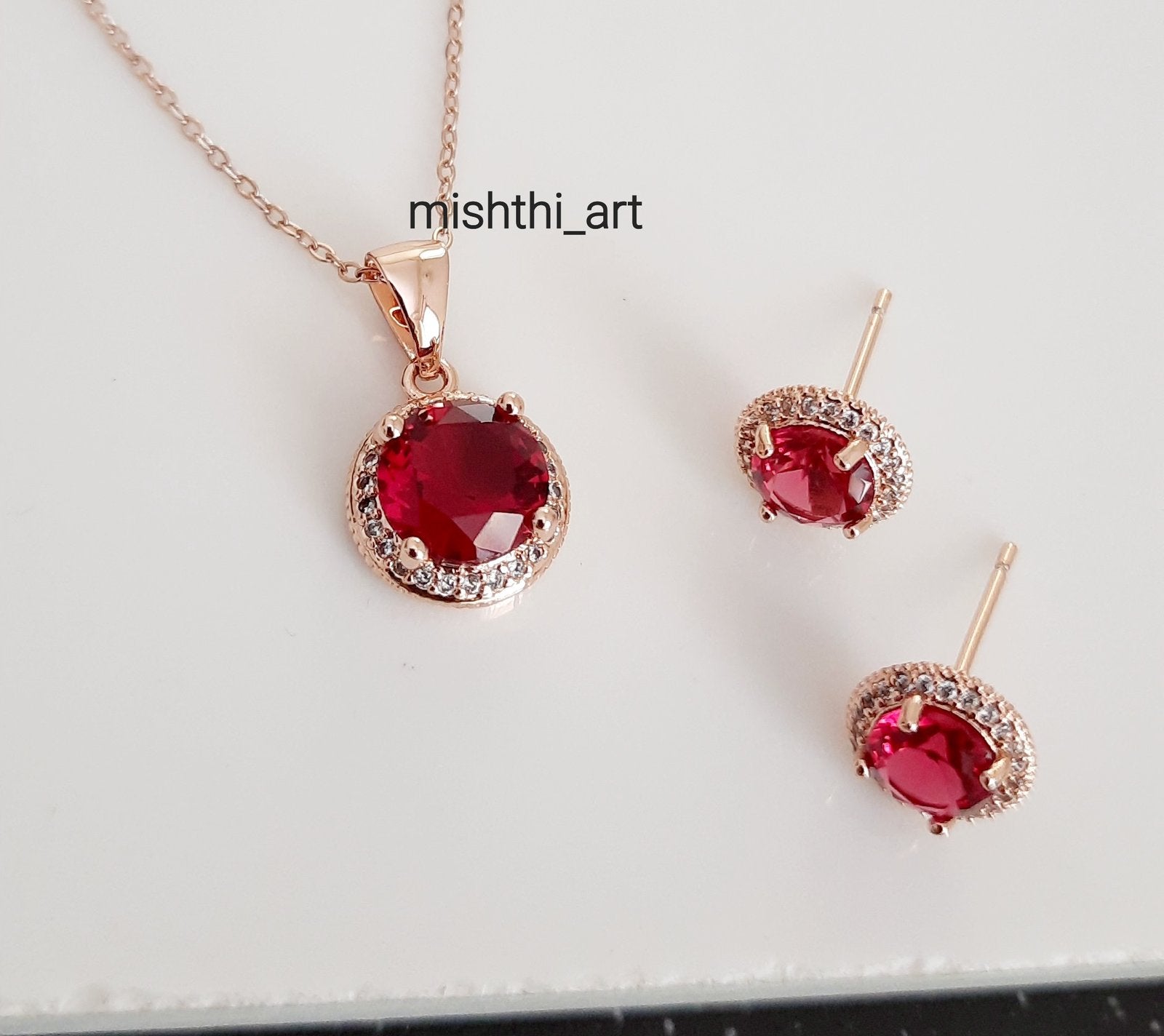 Ruby Pendant Set