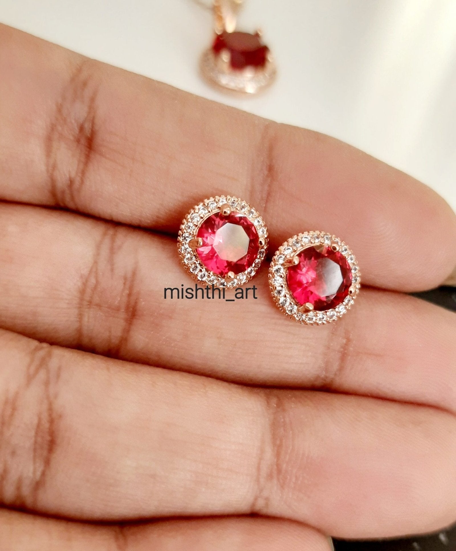 Ruby Pendant Set