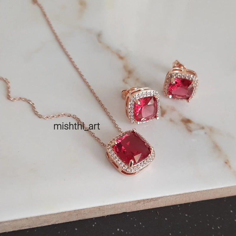 Mastercolor Ruby Set Solitaire Ruby Set – Mishthi Art Jewellery