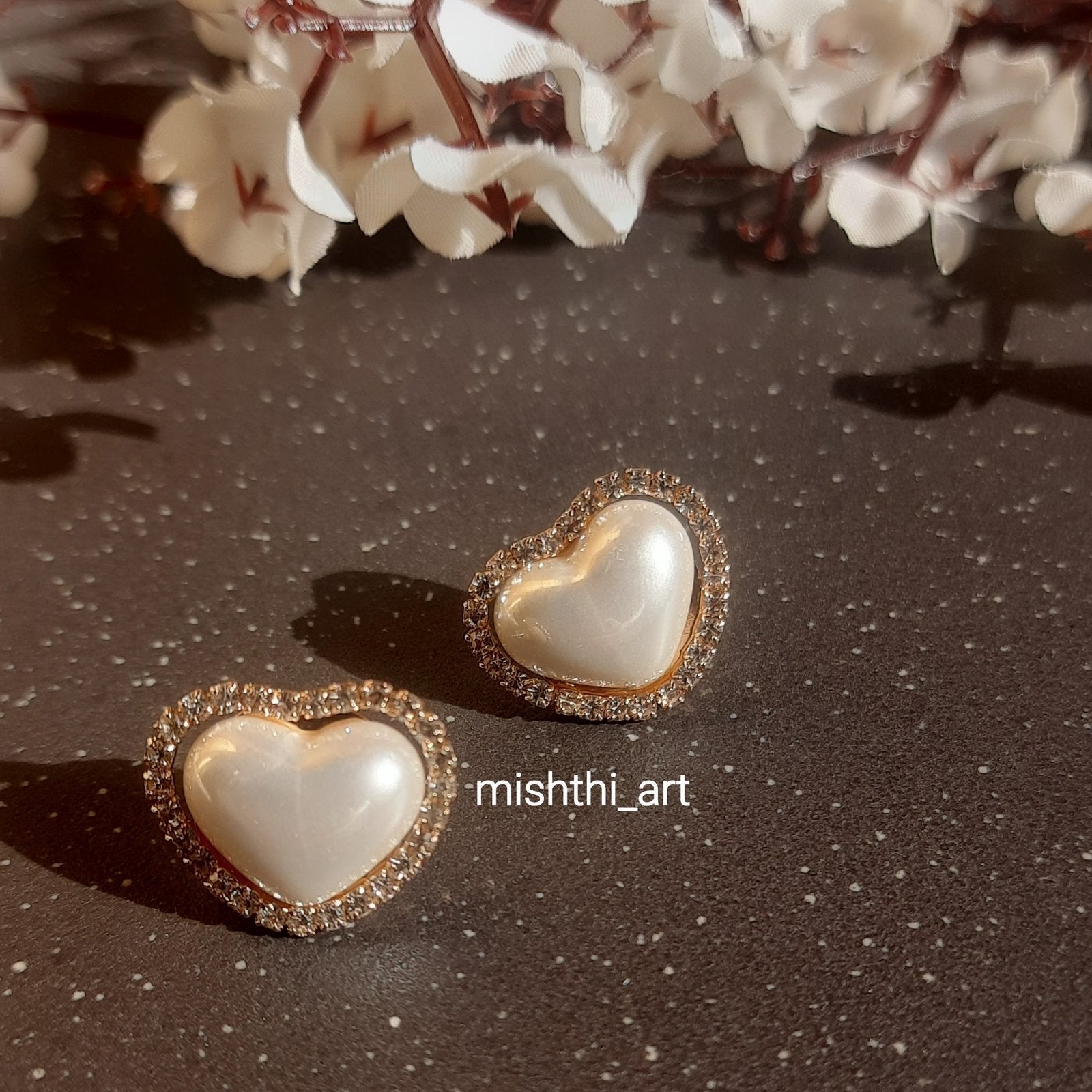 Pearl Heart Studs