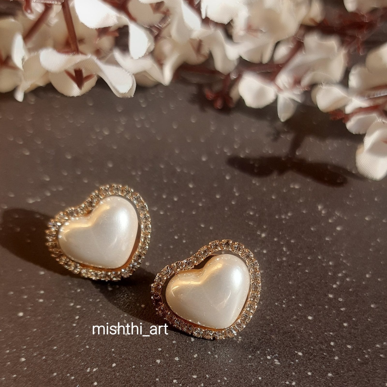 Pearl Heart Studs