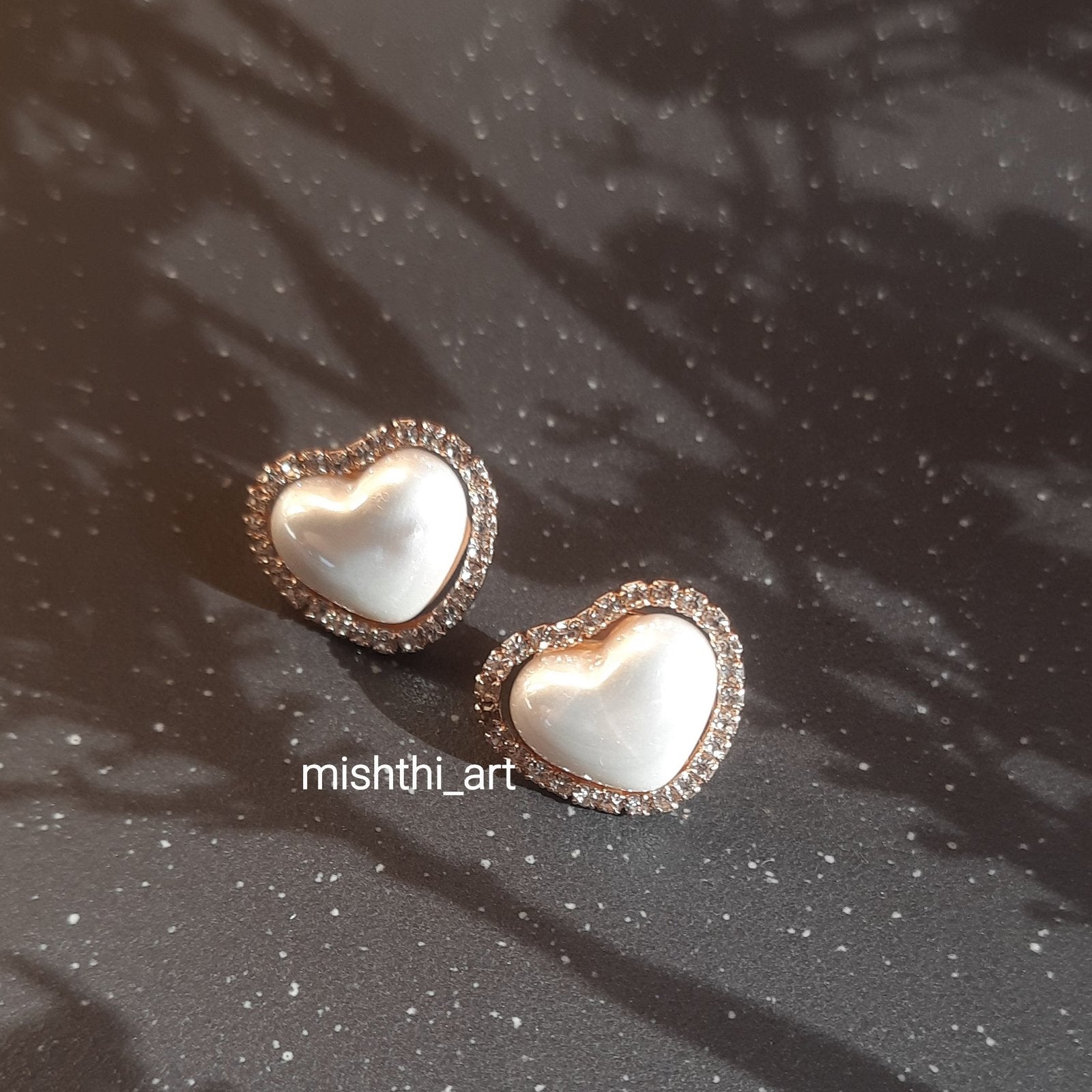 Pearl Heart Studs