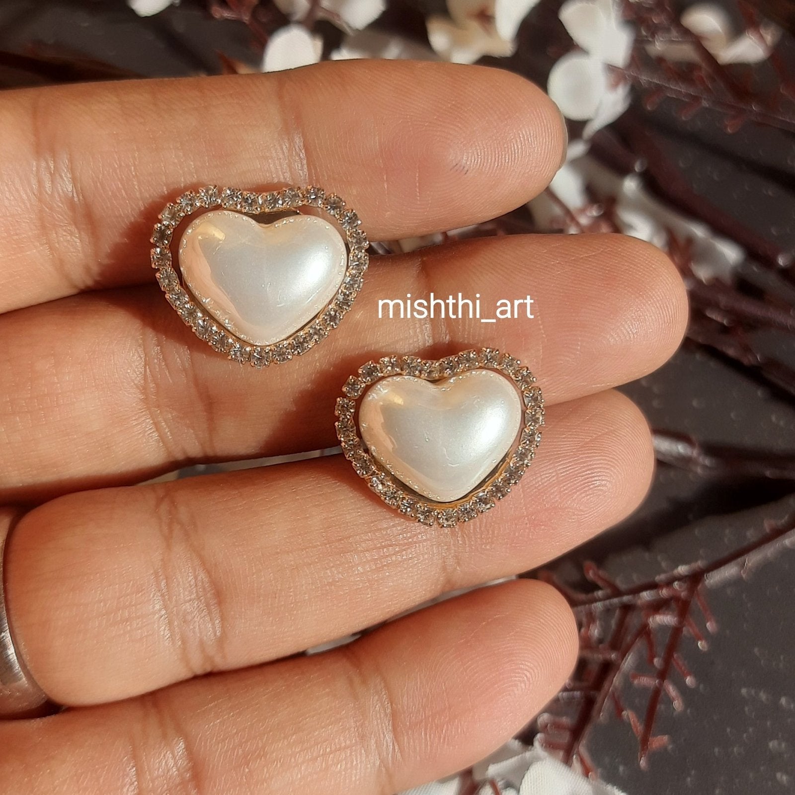 Pearl Heart Studs