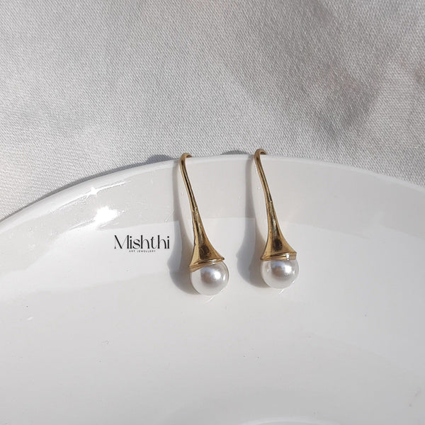 Drop Pearl Hoops