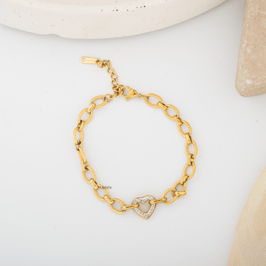 Heart Linked Chain Bracelet