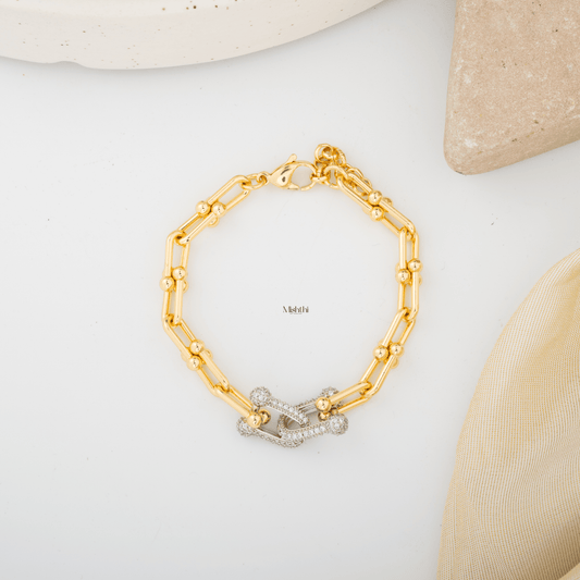 Diamond Lock Linked Bracelet