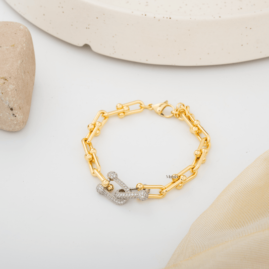 Diamond Lock Linked Bracelet