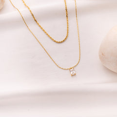 Twist Layer Square Necklace