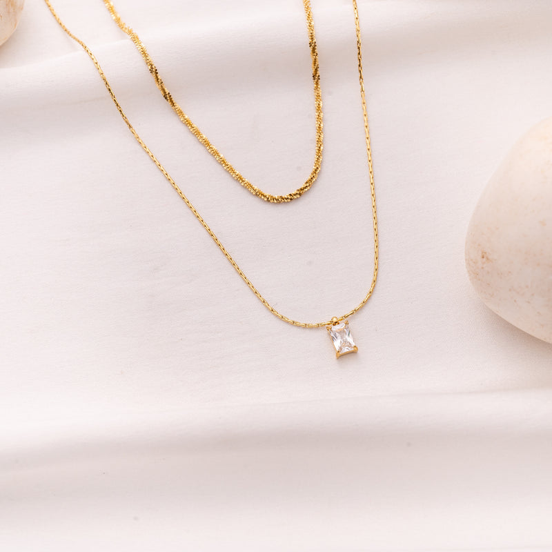 Twist Layer Square Necklace
