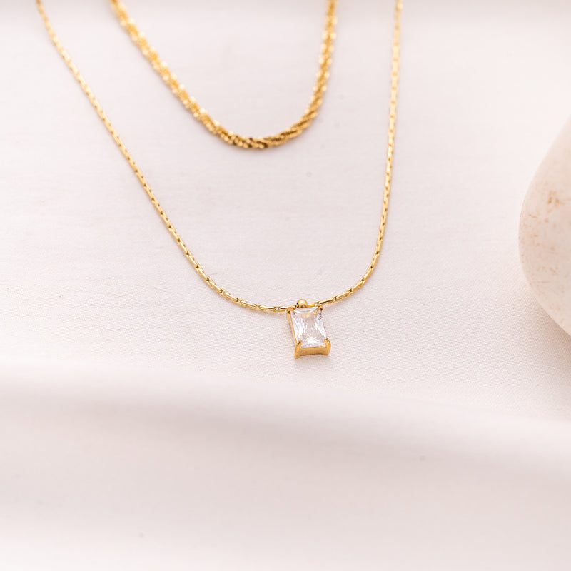Twist Layer Square Necklace
