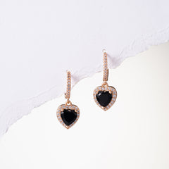Black Heart Drop Earrings
