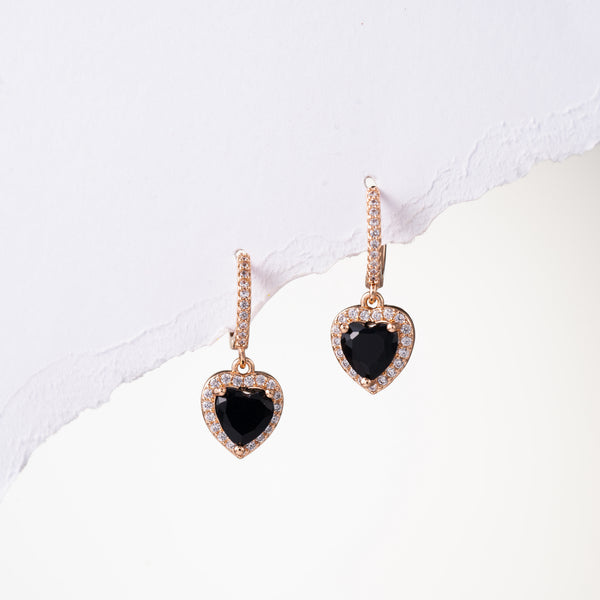 Black Heart Drop Earrings
