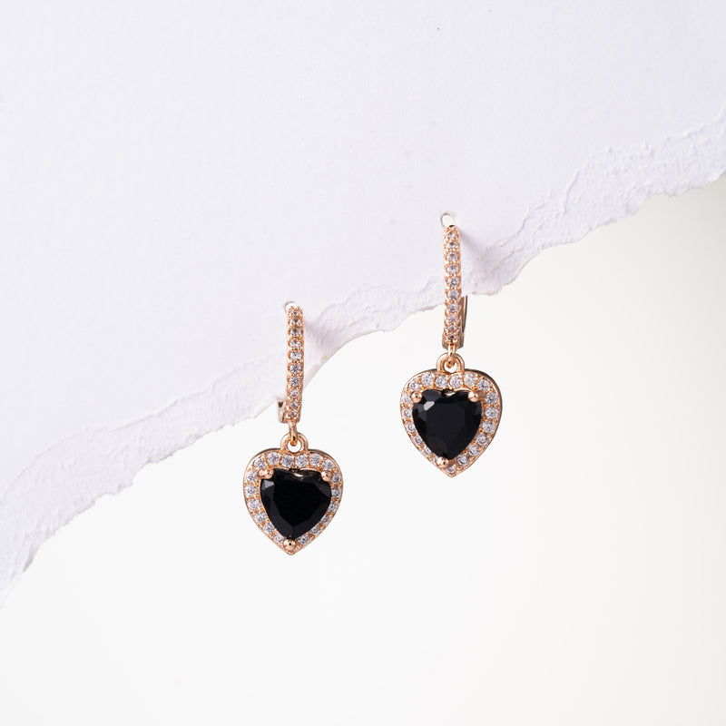 Black Heart Drop Earrings