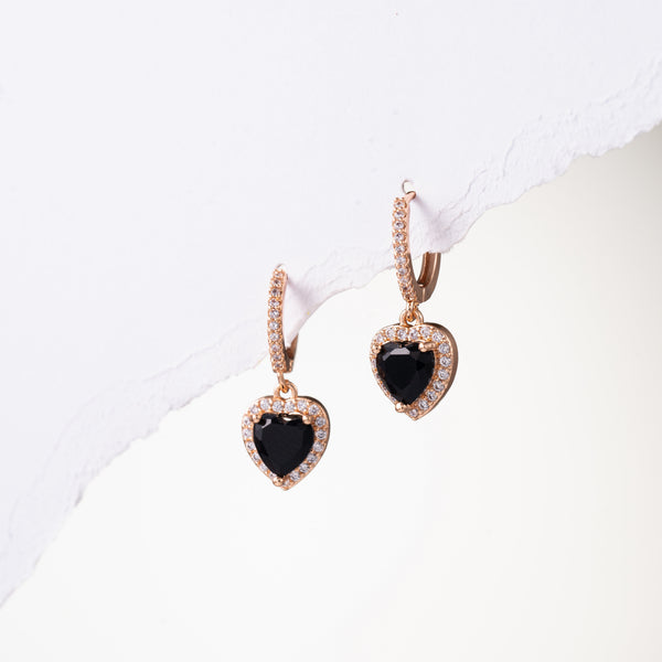 Black Heart Drop Earrings
