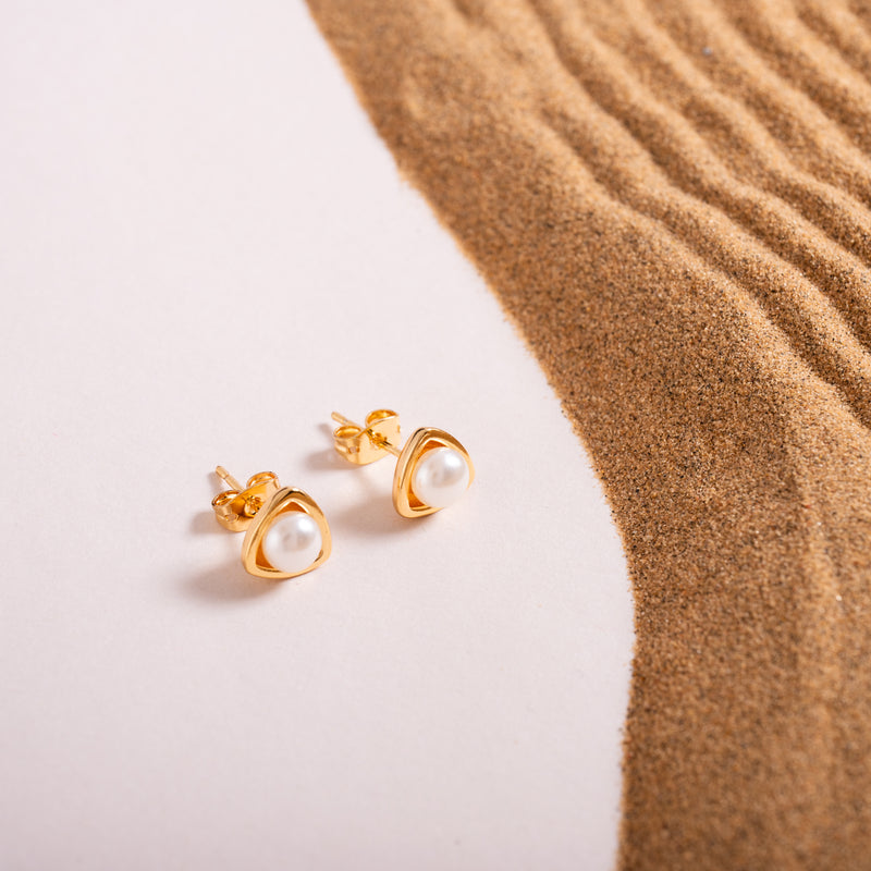 Triangle Pearl Studs