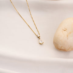 Solitaire Pear Drop Necklace