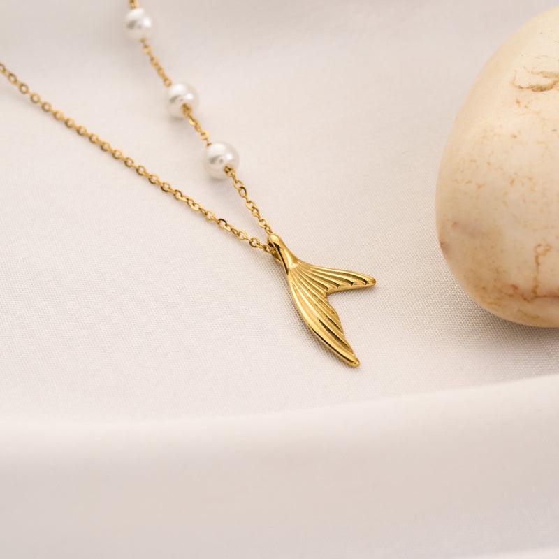 Dolphin Tail Pearl Necklace