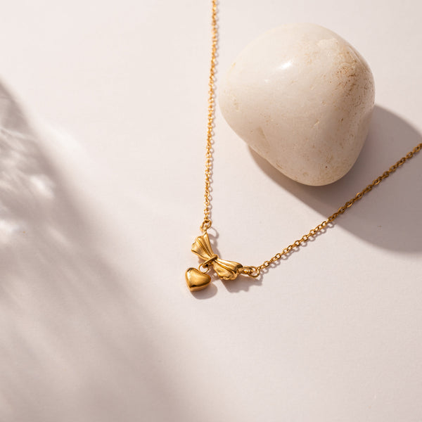 Bow Heart Necklace