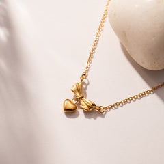 Bow Heart Necklace
