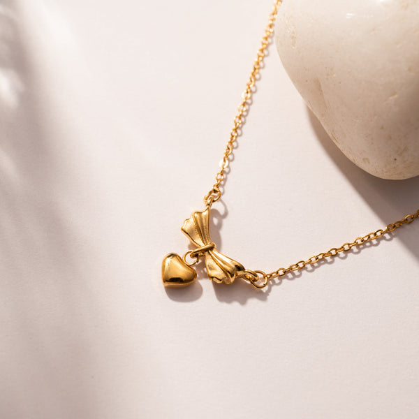 Bow Heart Necklace