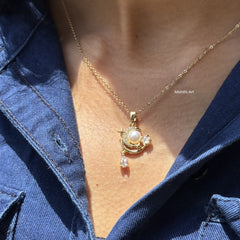 Fiddle Moon Necklace