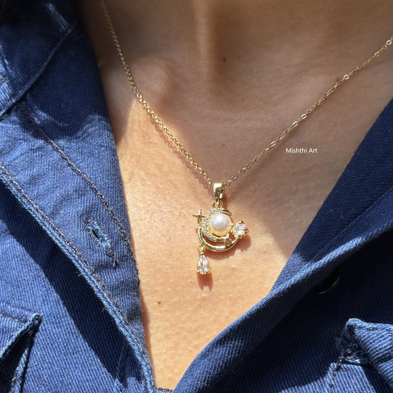 Fiddle Moon Necklace