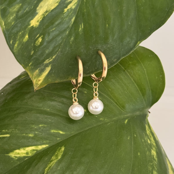 Pearl Drop Hoops