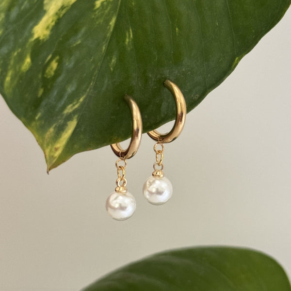 Pearl Drop Hoops