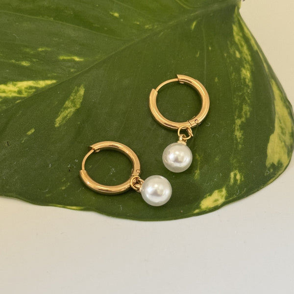 Pearl Drop Hoops