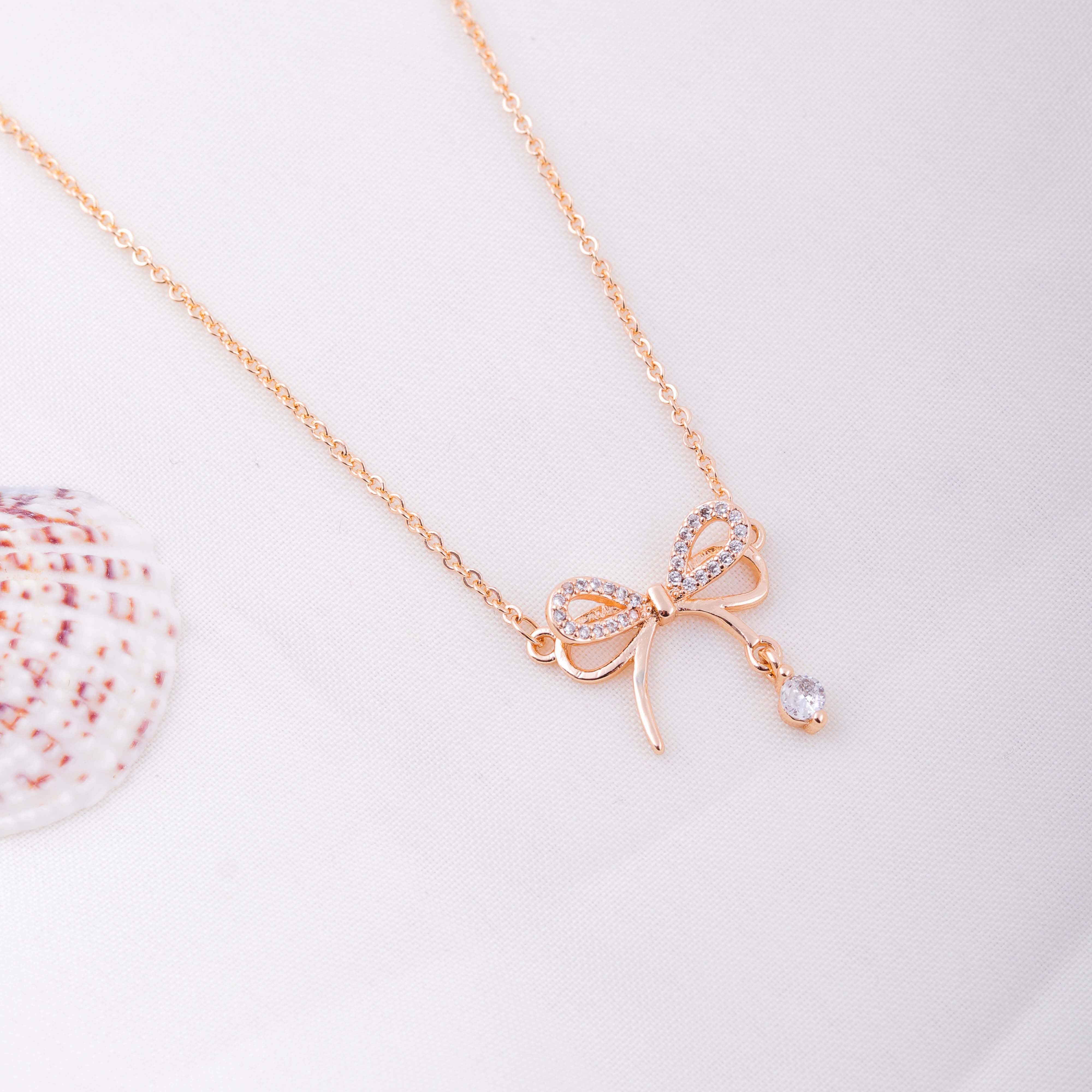 Bow Drop Necklace