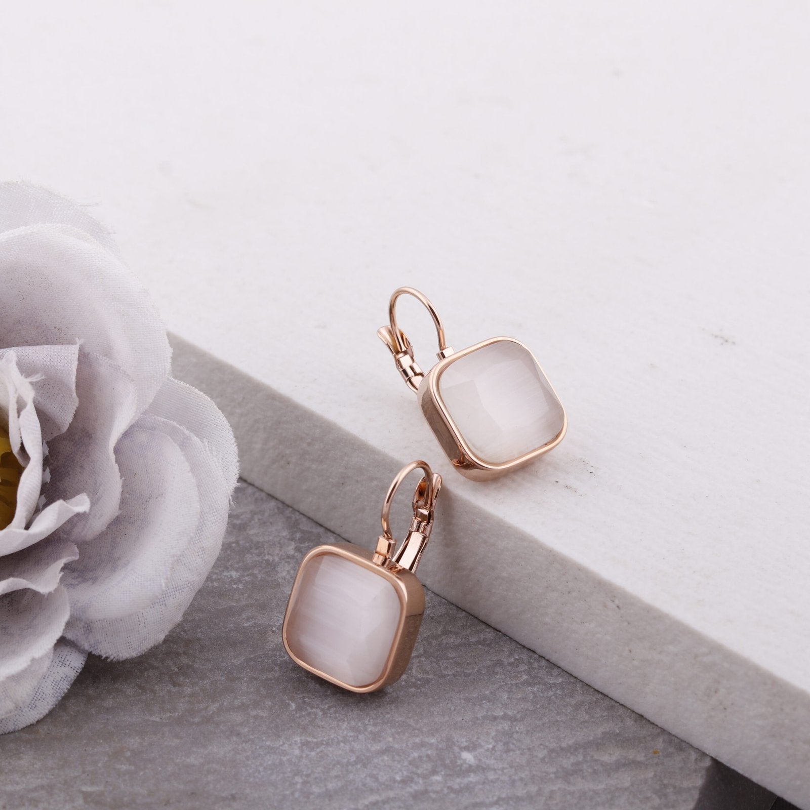 Square Stone Hoops