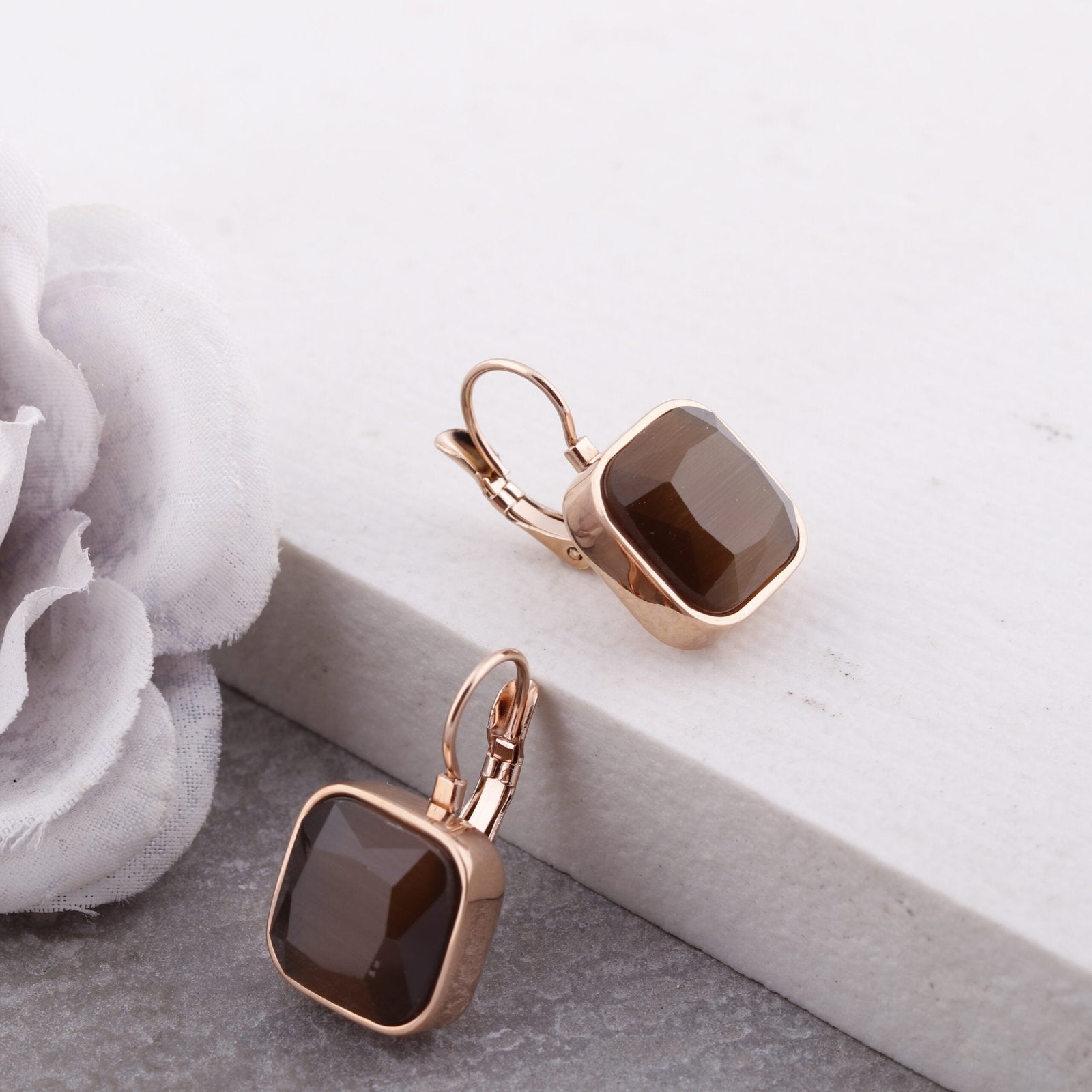 Square Stone Hoops