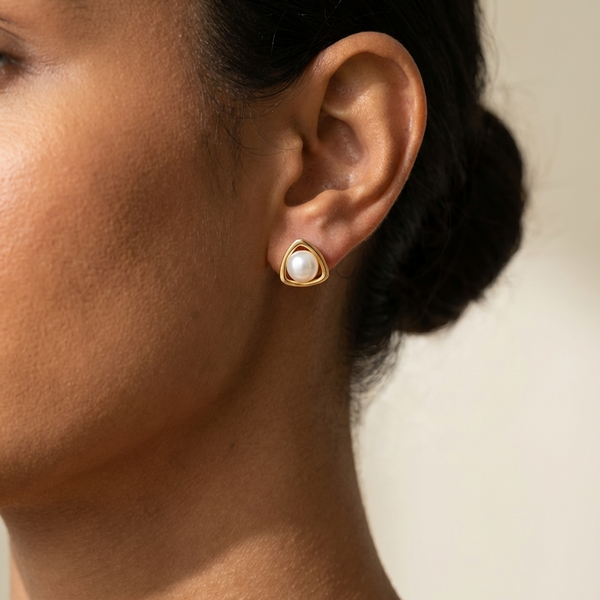 Triangle Pearl Studs