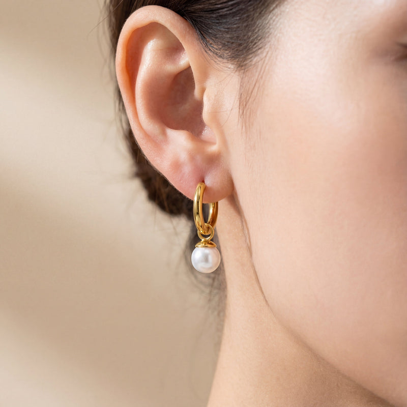 Pearl Drop Hoops